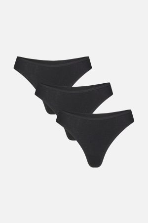 Cloud Cotton Low Thong in Black (Pack)